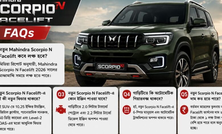 নতুন Mahindra Scorpio N Facelift আসছে বাজারে! থাকছে একাধিক বড় আপডেট ও প্রিমিয়াম ফিচার